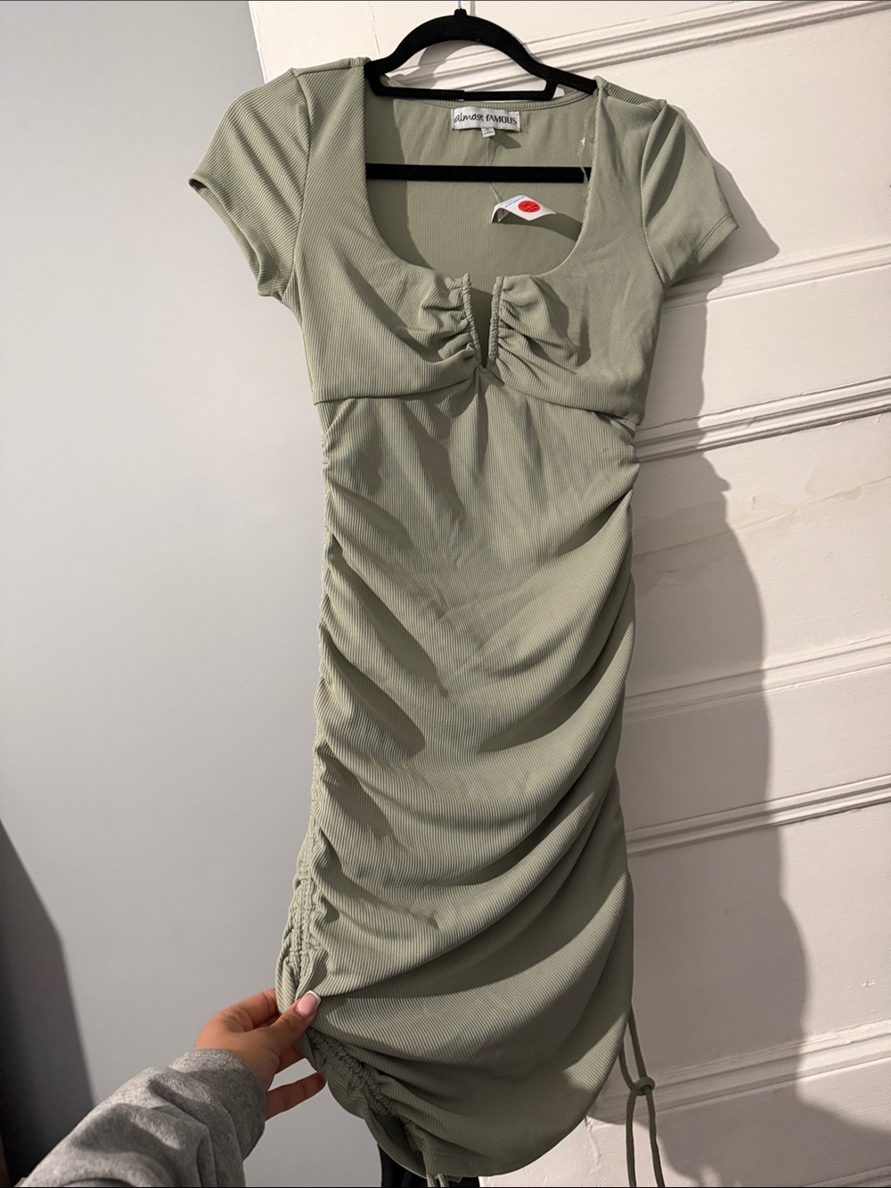 Ruched Scoop-Neck Midi Dress